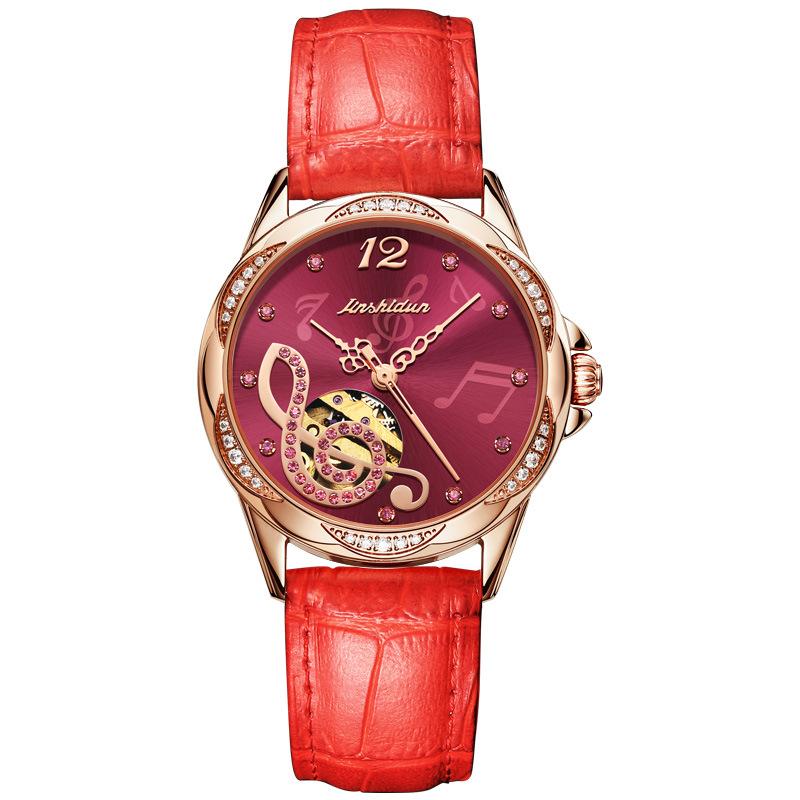 Ruch JINSHIDUN Zegarek marki JinshidUN Wodoodporny stalowy ceramiczny zegarek mechaniczny Zegarek damski Zegarek damski