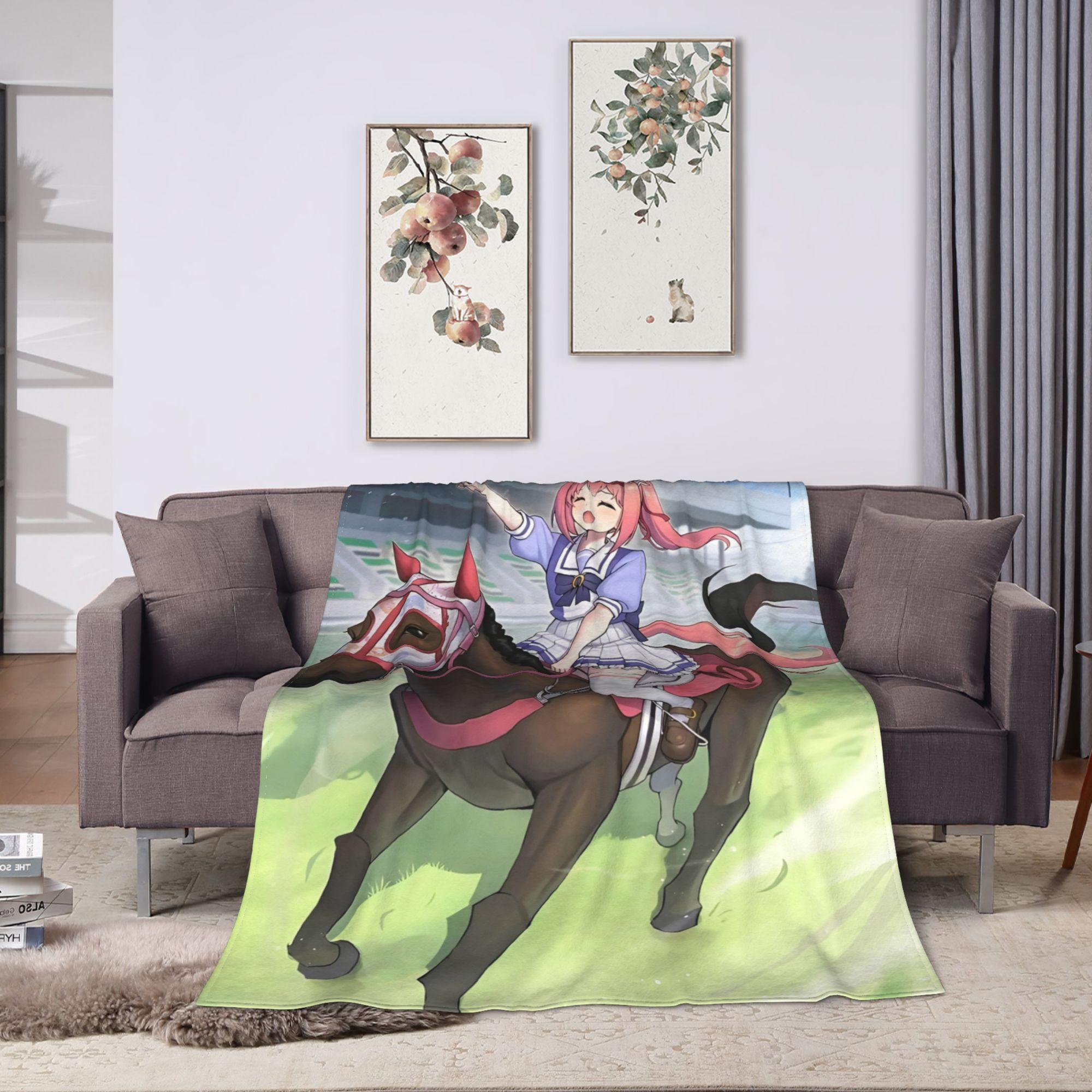 Haru Urara Uma Musume Blankets Coral Fleece Plush Winter Portable Super Soft Throw Blanket for Home Outdoor Bedspreads 150x200cm