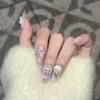 Wearing Armor Handmade Cute Style Hand-painted Letters Three-dimensional Love Ice Cream Short Almond Fresh Manicure Finished Product