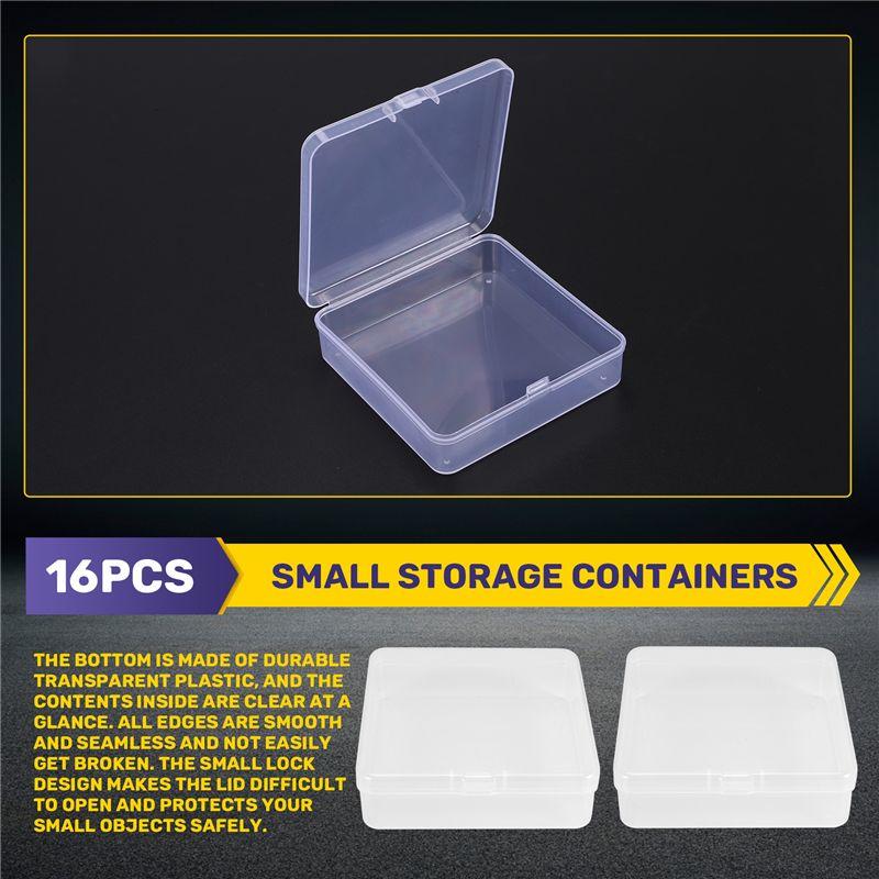J1UL1N 16 Pack Small Containers Clear Plastic Boxes Beads Storage Organizers With Hinged Lids For Small Items, Jewelry, Crafts
