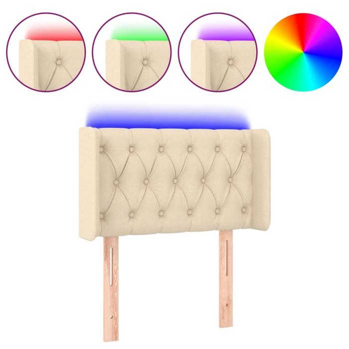 VidaXL Tête de Lit à LED Meuble de Chambre à Coucher Accessoire de Lit Simple Tête de Cadre de Lit Intérieur Crème 3123551