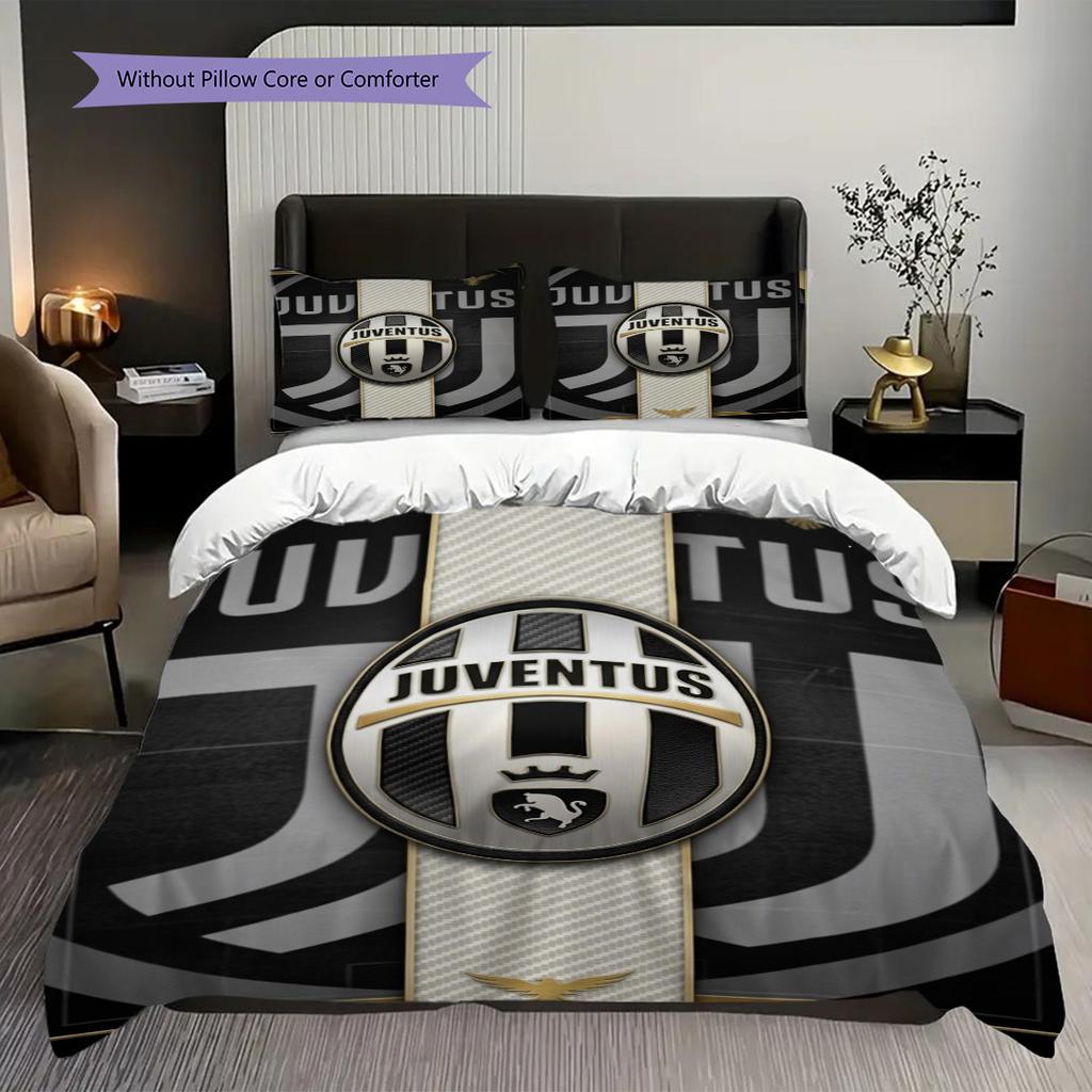 Biancheria da letto con stemma del Football Club Juventus (1 * copripiumino + 2 * federa, senza nucleo) Regalo di compleanno di Natale Copripiumino e federa
