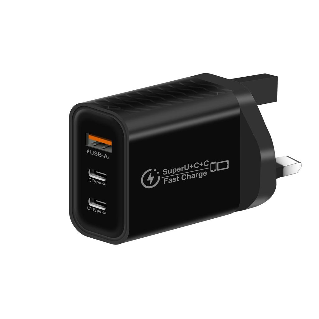 25W Multi-Port Fast Charger Adapter for Apple and Huawei with EU/UK Plugs