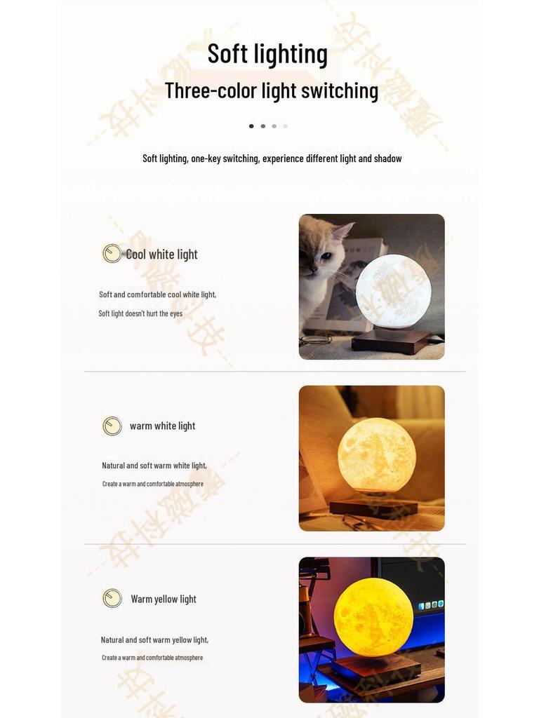 Walnut Wood Magnetic Levitation Moon Lamp: 3D Printed Smart Night Light