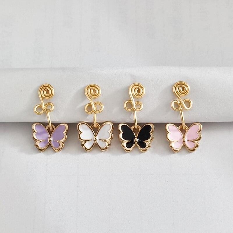 1Pc Goth motyl drut miedziany spirala fałszywy Piercing kolczyk w nosie Punk złoty kolor klip kolczyk w nosie klips do ucha mankiet biżuteria do ciała