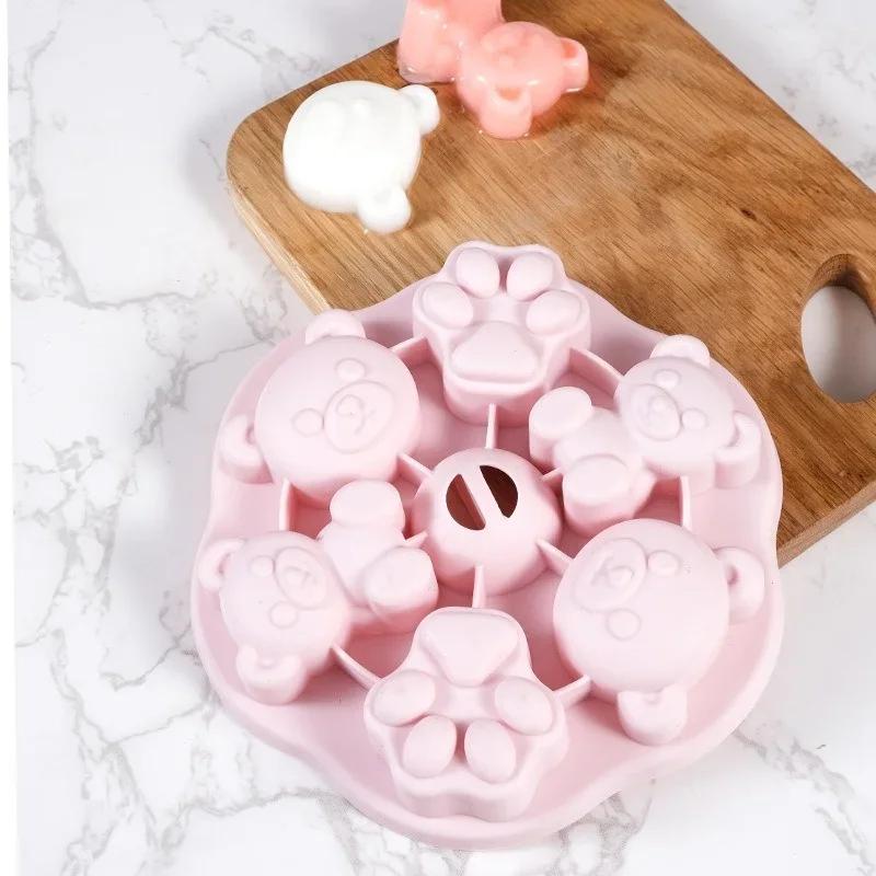 Food Grade Silicone Cartoon Steamed Cake Mold Jelly Pudding Ice Cream Mold with Covered Kitchenware Air Fryer Tools Accessories