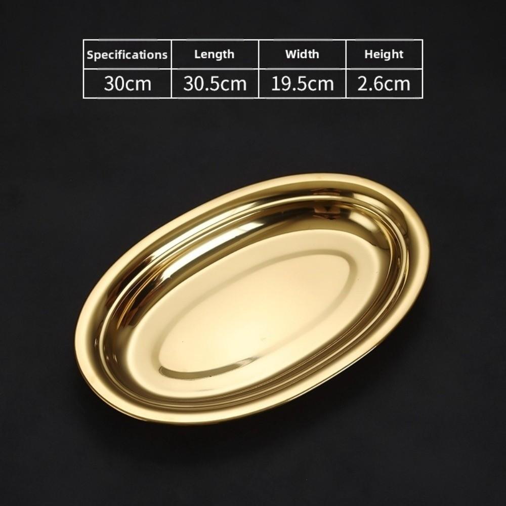 Oval Shape Barbecue Plate Stainless Steel Large Serving Plate New Steamed Fish Plate Kitchen Use
