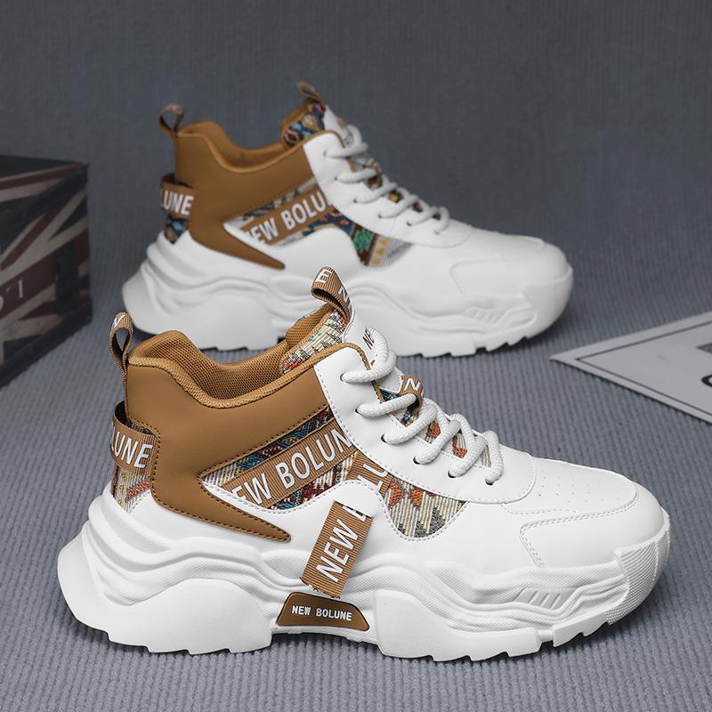 Herren High Top Schuhe 2025 Dicke Sohle Höhensteigernder Trend Stickerei Vielseitig Sport Freizeit Laufen Vater