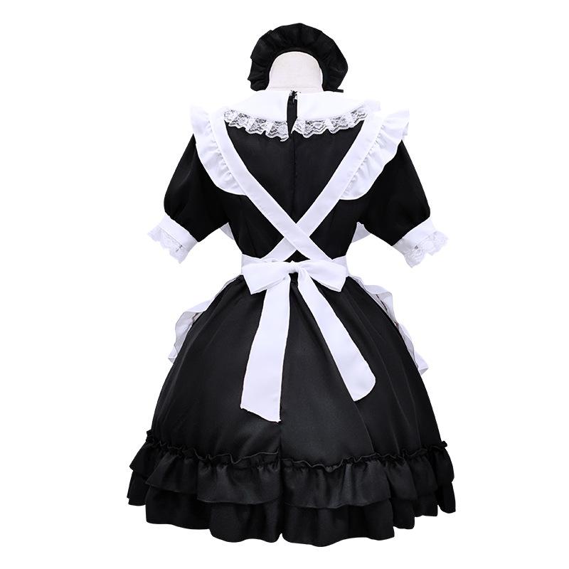 Anime lady maid costume set cos clothes maid white black dress