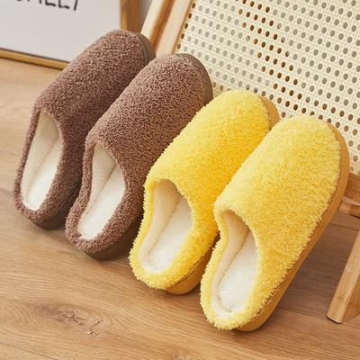 Postpartum Care Shoes Autumn and Winter Cotton Slippers for Women with Solid Color Warm Home Fur Slippers for Men Couples Indoor Slippers