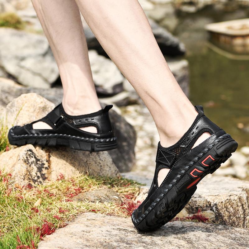 Sandale de vară pentru bărbați, mărime mare 46, confortabile, cu arici, sandale de plajă pentru bărbați, sandale cu platformă antiderapante pentru exterior, sandalia masculina