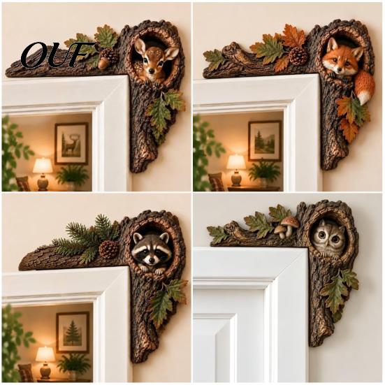 Decorative Cabin Door Topper Chipmunk Tree Hollow Topper, Wood Frame Sign, Woodland Nursery Wall Decor Animal Art for Home Bedroom Hallway And