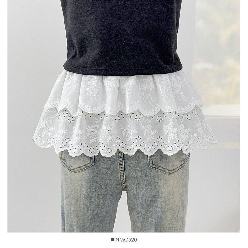 2026 Spring Ruffle High Waist A-Line Layered Crochet Embroidered Skirt for Women