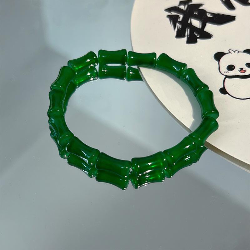 Original Design Imitation Jade Emerald Green Bracelet Women'S Section High-Rise Bracelet Street Stall High-Grade Natural Bracelet
