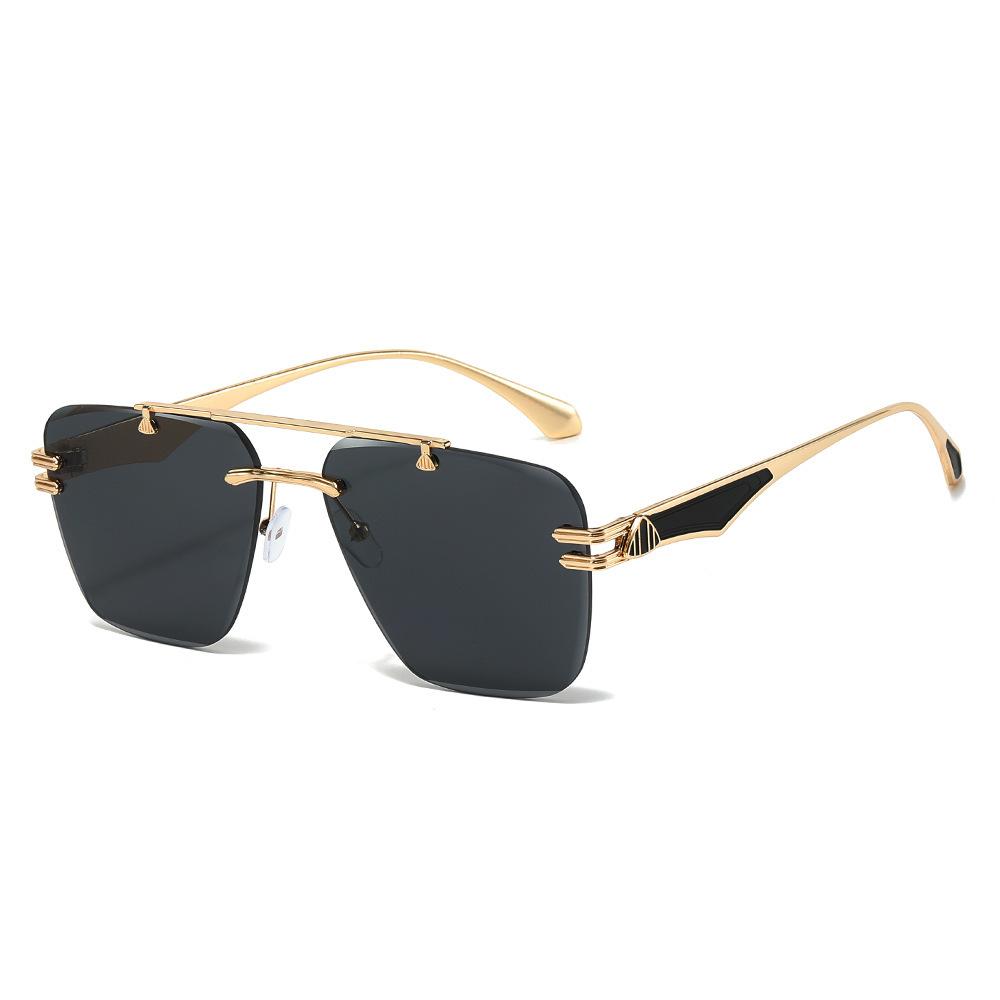New European and American style frameless sunglasses gradually change color sunglasses metal texture paint sunshade glasses