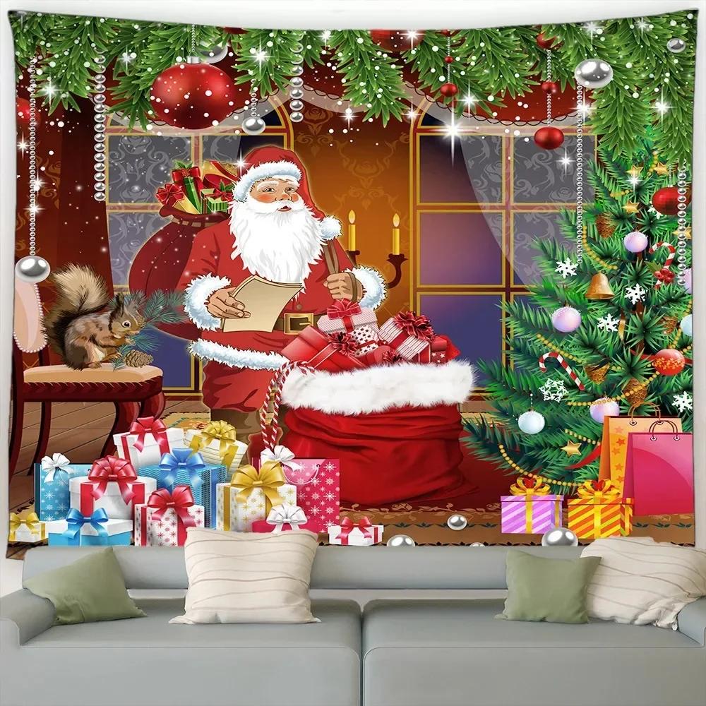Christmas Sleigh Santa Claus Tapestry Bedroom Living Room Home Christmas Decoration