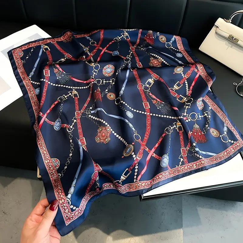 High-End Retro Korean-Style Silk Square Scarf: Versatile Fashion Accessory for Women