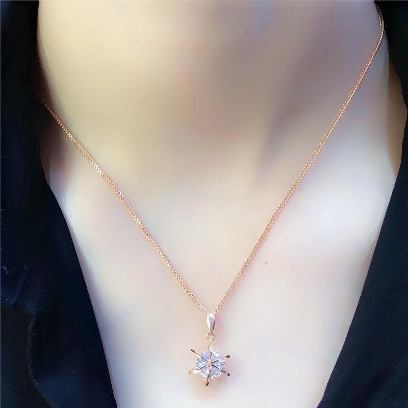 Color Gold Necklace, Purple Gold Pentagram Pendant, Rose Gold Plated, Shiny Zircon Collarbone Chain.