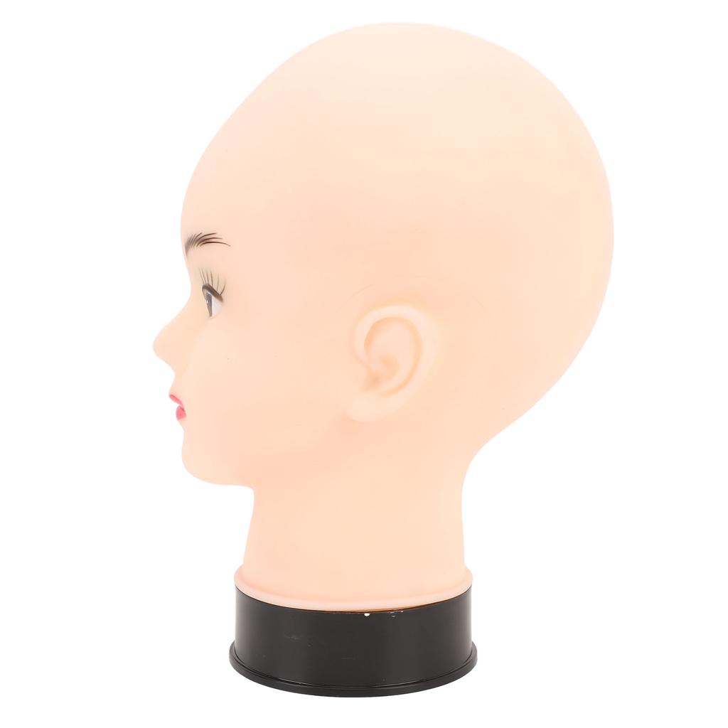 PVC Mannequin Head Bald Head Model with Universal Stand Interface for Wig Making Hat Display and Mas