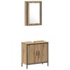 Bathroom Furniture Set with Shelf and Door 3 Pcs Brown Particleboard