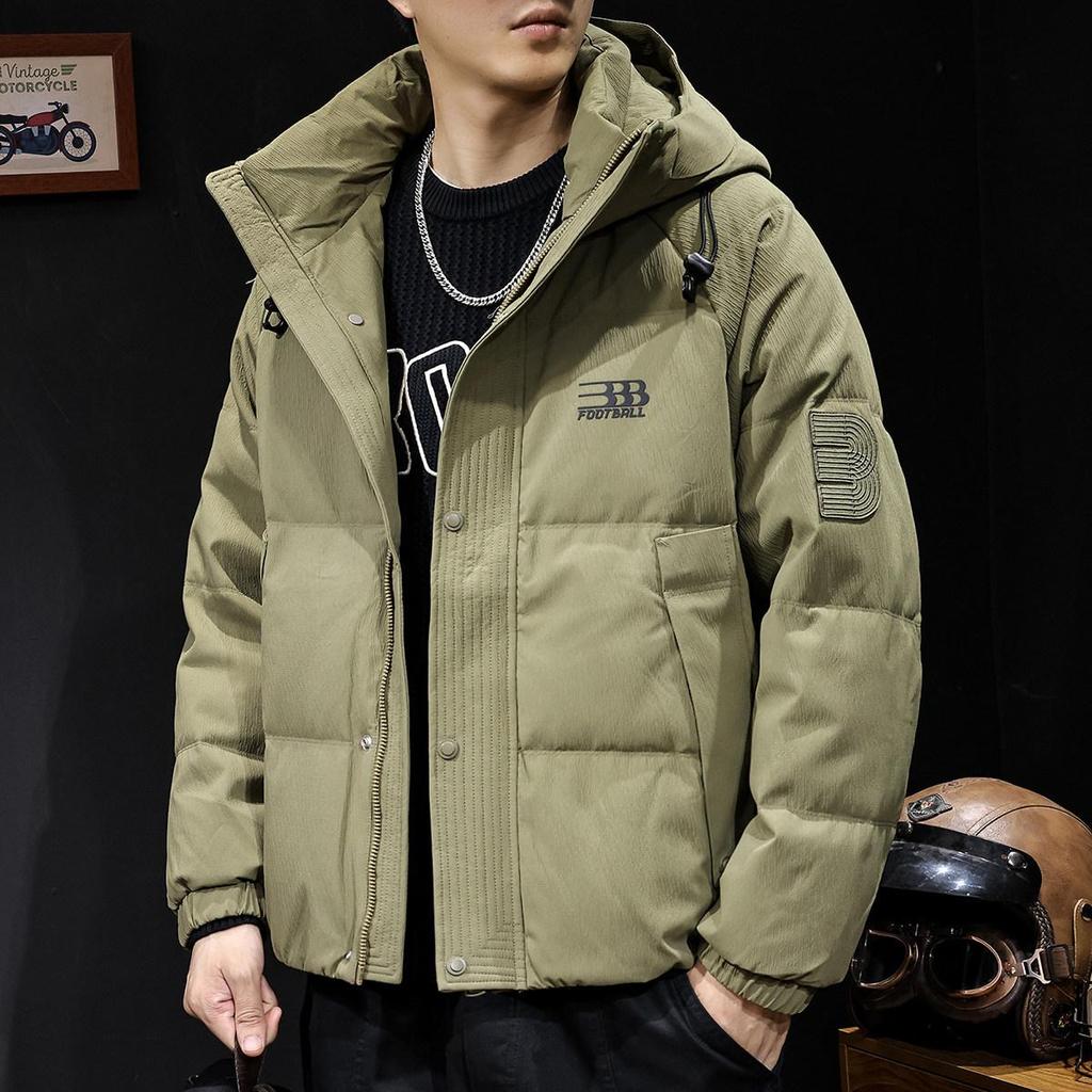 Men's 2025 Thick Warm Hooded Down Jacket - Windproof, Trendy Autumn/Winter Outerwear, Plus Size Available.