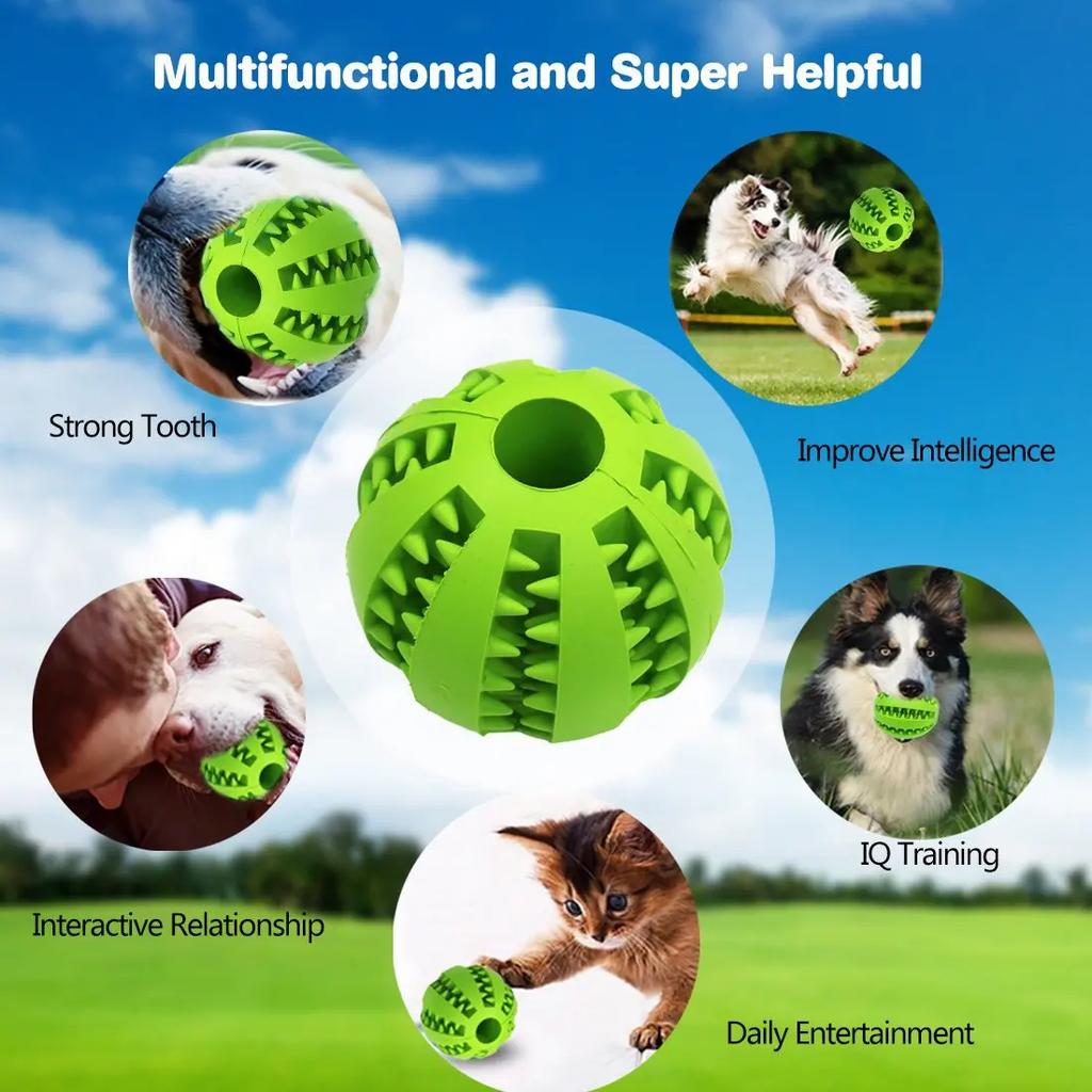 Pet Dog Toy Interactive Rubber Balls designed for Small Large Dogs Puppy Cat Chewing Toys Pet Tooth Washing Indestructible Dog Food Ball