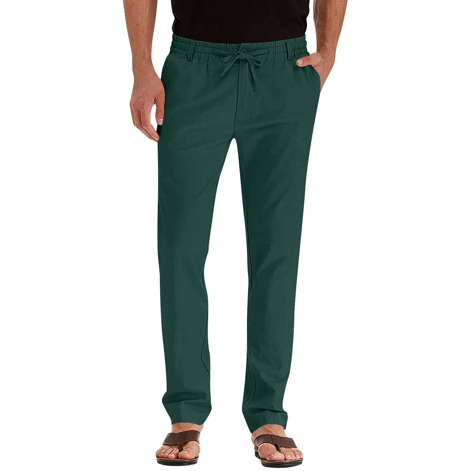 

Men s Overalls Drawstring Multi Pocket Casual Pants Hiking Pants Cotton Twill Pants XXXL темно-зелений колір