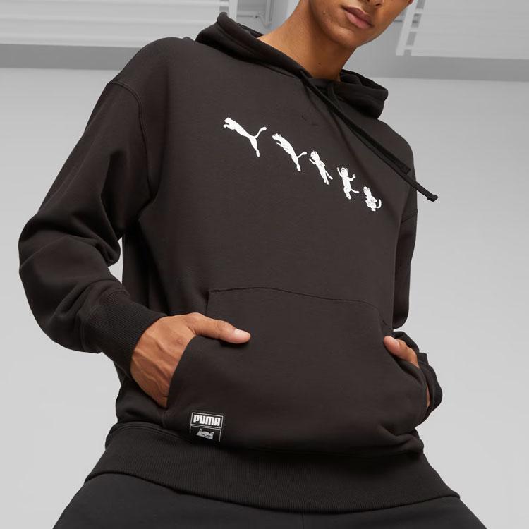 Puma X Ripndip Collaboration SS23 Cat Graphic Fitted Print Logo Hoodie Men Hoodie Black 622197-01