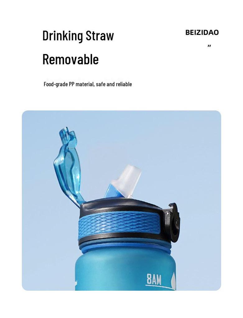 32oz Gradient Water Bottle with Lanyard & Straw - 1L Large Capacity for Outdoor Sports