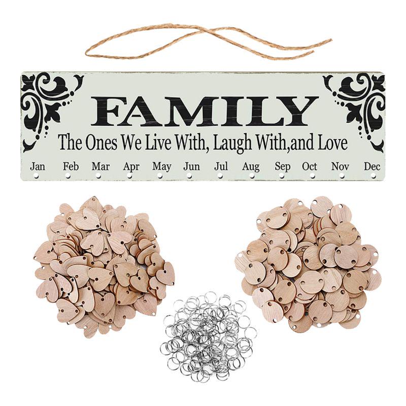 

Подарки на день рождения Семейная доска напоминаний о днях рождения Настенный деревянный календарь Список Домашнее украшение