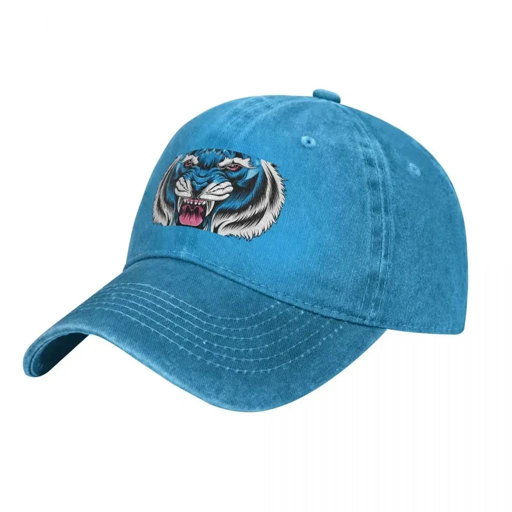Blue Tiger Head Cowboy Hat Snapback Cap Bobble Hat Sun Hat For Children Men Women's