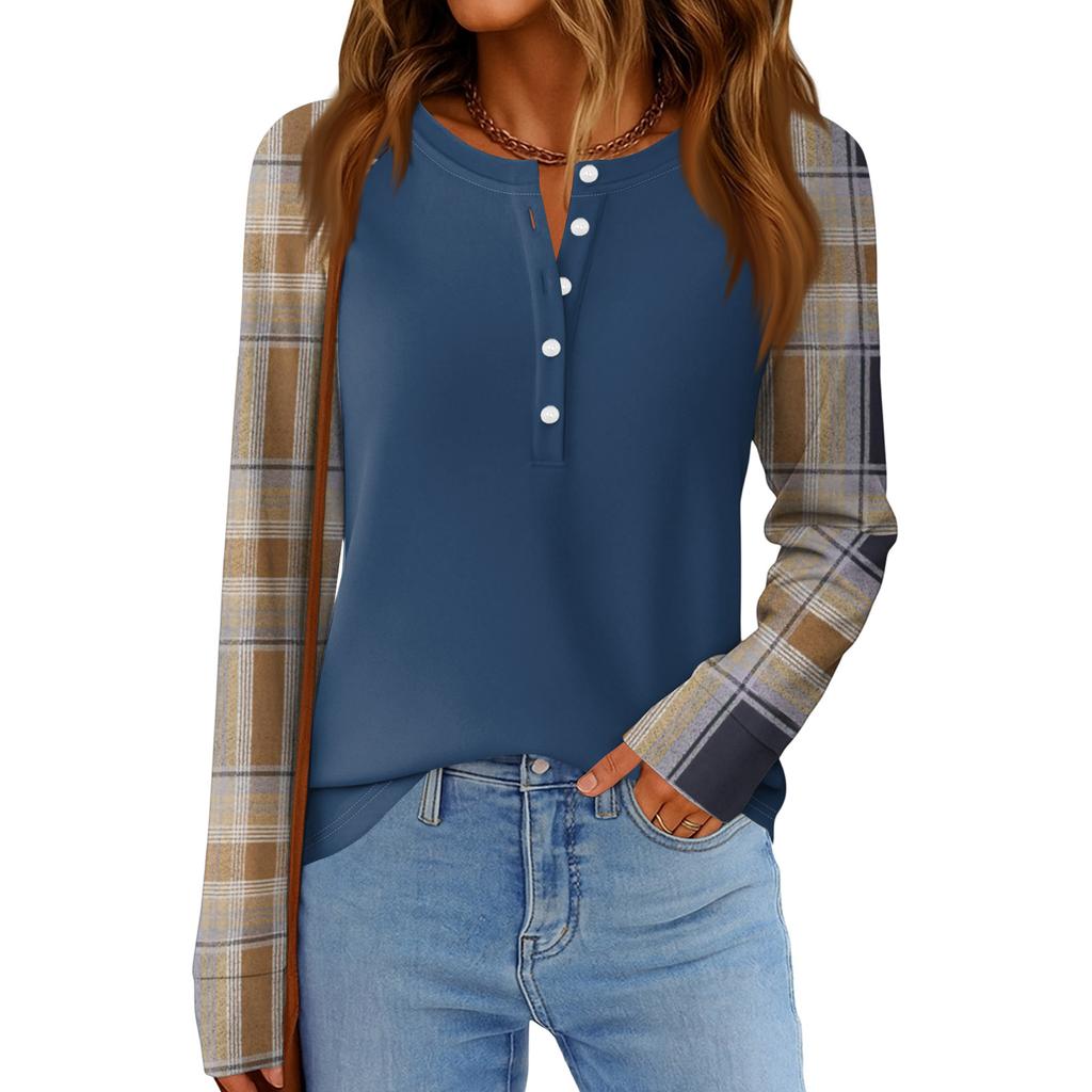 Women's Fashion  Loose Long Sleeve Round Neck Casual Top