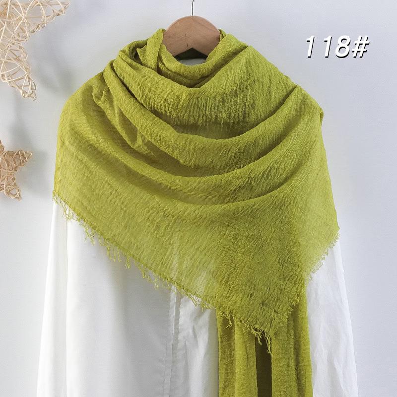 Sciarpa da donna in cotone lino seta - Per tutte le stagioni, colore unito, versatile foulard per testa e parasole