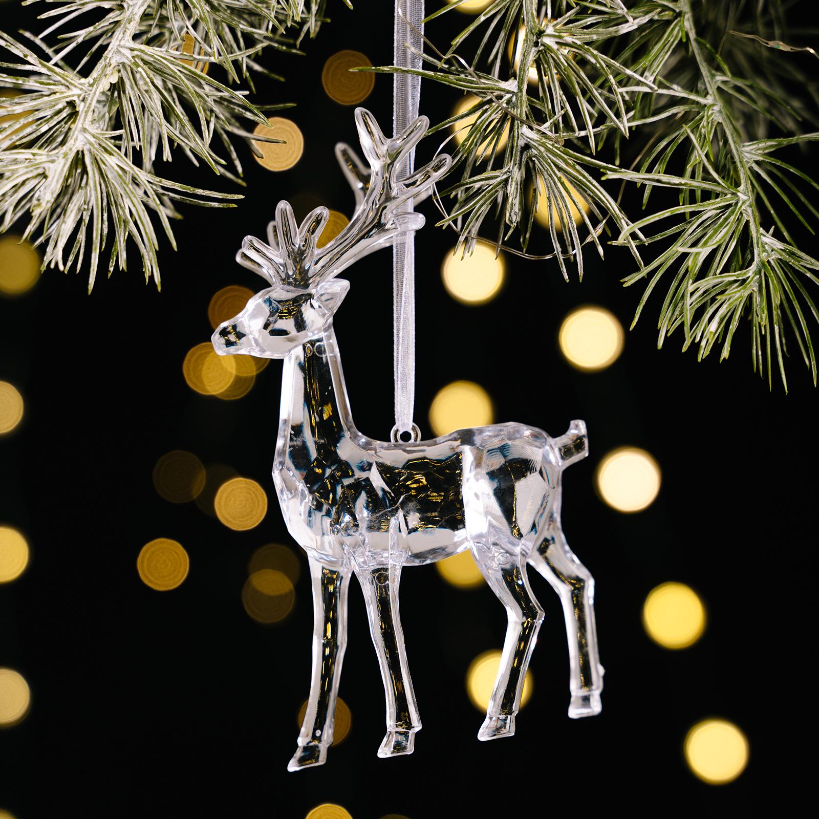 

Haobei Acrylic Elk Pendant Christmas Ornament for Tree Decoration