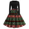 Women's Fashion Casual Round Neck Christmas Print Long Sleeve Dress
