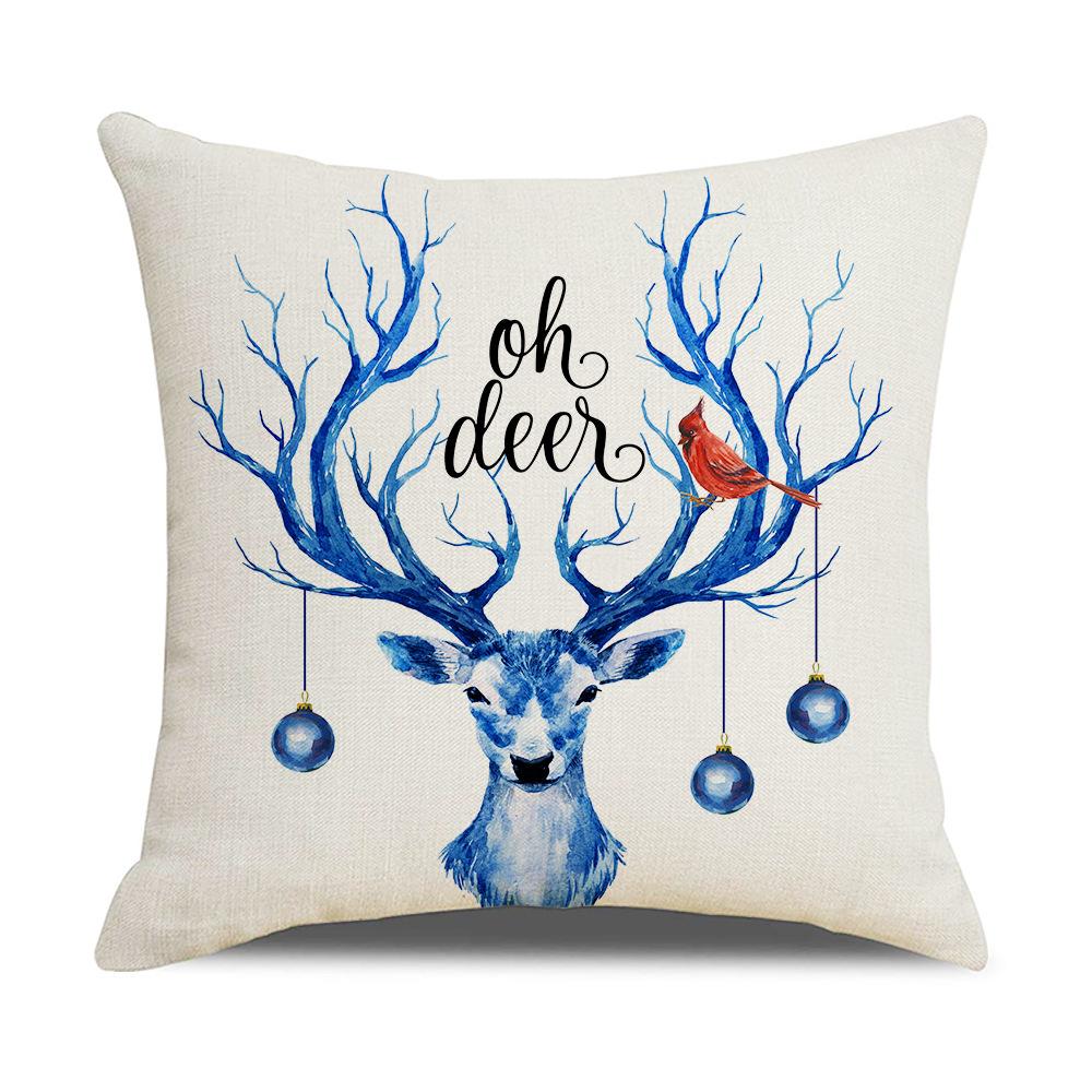

New Christmas Pillow Cover Home Blue Sofa Pillow Cover Bedroom Cushion 45 * 45Cm (excluding pillow core)