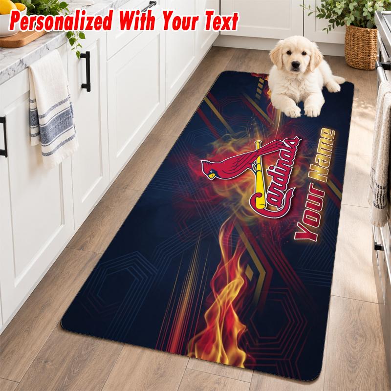 St. Louis Cardinals Custom Name Flannel Rug Kitchen Mat Non Slip Floor Carpet Personalized Home Decor