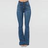 Women Flare Jeans Mid Waist Bell Jeans Stretch Slim Pants Length Jeans