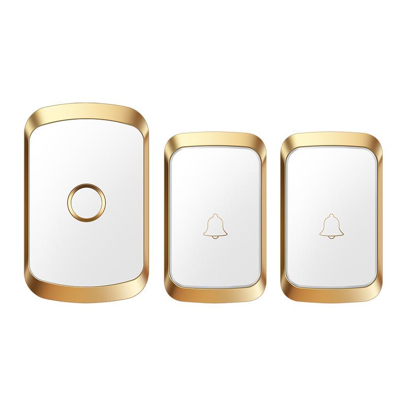 Ultra-Long Range Wireless Waterproof Doorbell with Outdoor Smart Button & Elderly Call Button China Plug (White-Gold)