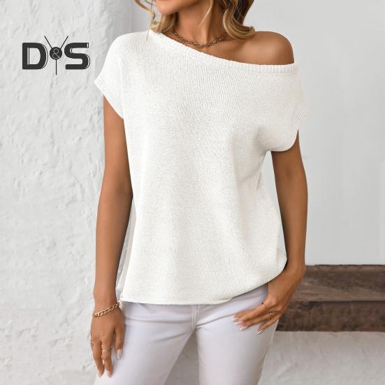 Damen-Oberteile, kurzärmelig, Schraubkragen, einfarbig, T-Shirt, Frühling/Sommer, dehnbar, Pullover, Oberteile für den Alltag