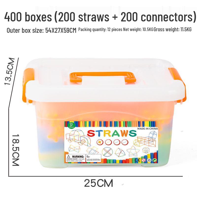 Children's 4D Interlocking Straw Building Blocks for Kindergarten Assembly
