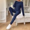 Casual O-neck Two Piece Set Women Outfits Autumn Winter Fashion Solid Knitted Long Sleeve Sweater Elegant Loose Pants Suit