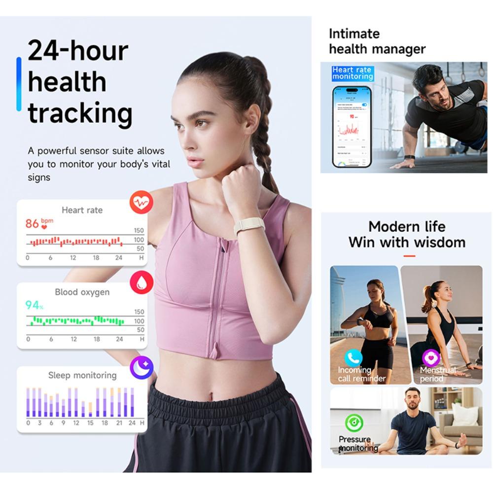 2026 New Smart Bracelet Sport Modes Heart Rate Blood Pressure Long Battery Life IP68 Waterproof Sleep Call Reminder Smart Watch