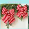 Red And White Diagonal Stripe Bow Pendant For Holiday Tree Ornaments
