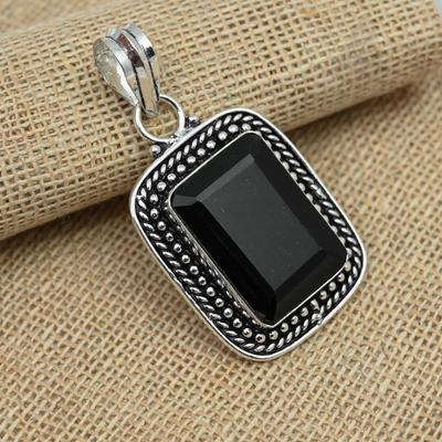 Czarny Spinel Kamień Szlachetny 925 Srebro Sterling Ręcznie Robiony Designerski Wisiorek Dla Kobiet