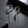 Stainless Steel Punk Gothic Cone Drop Earrings for Men, Fashion Silver Color Long Pendant Earrings, Vintage Hip-hop Jewelry