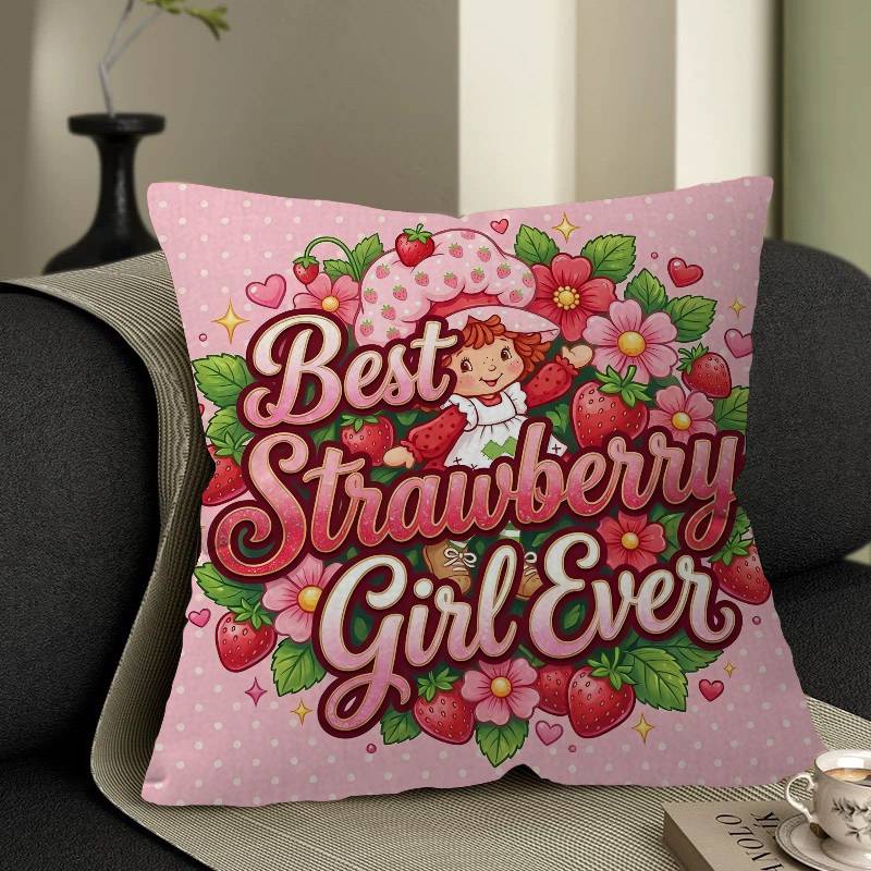 Cartoon Strawberry Shortcake Cushion Cover Pillowcase Upholstery Sofa Throw Pillow Home Decor Pillowcas