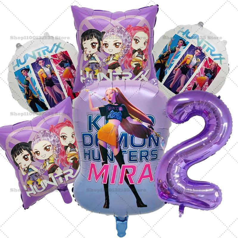 Kpop Demon Hunters Girl Birthday Balloons Decoration RUMI ZOEY MIRA Number Round Balloons Set Party Supplies Baby Shower Gift