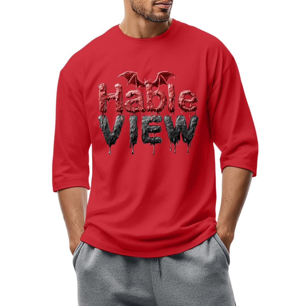 Men'S Round Neck Three-Quarters Sleeve Top Casual Fashion T-Shirt