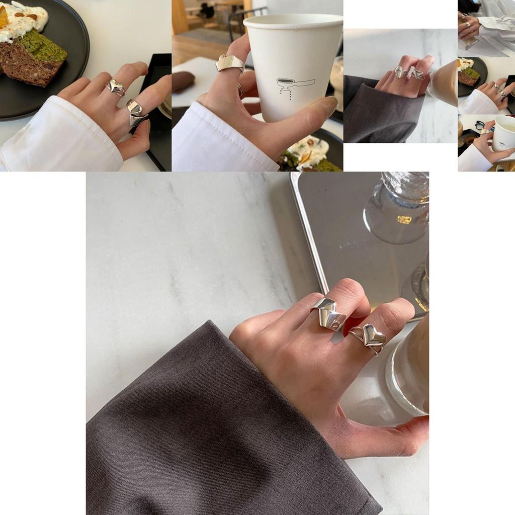 Stunning 925 Sterling Silver Geometric Heart Shaped Ring For Trendy Fashion Lovers